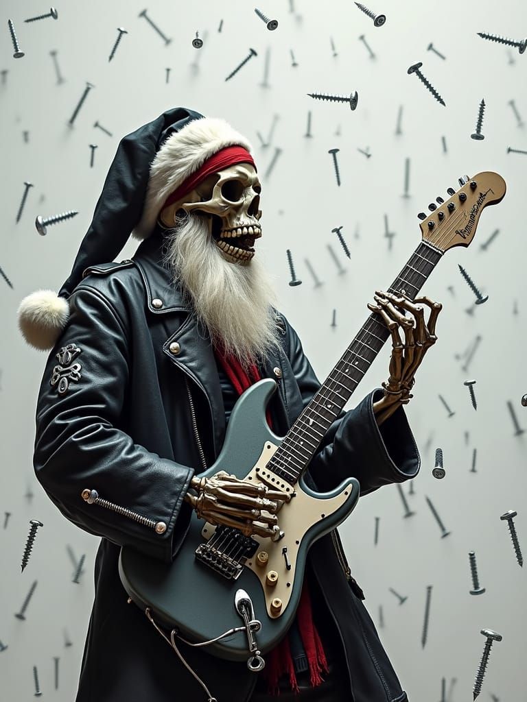 Heavy Metal Santa Skeleton Shreds Guitar in Torrent of Metal...