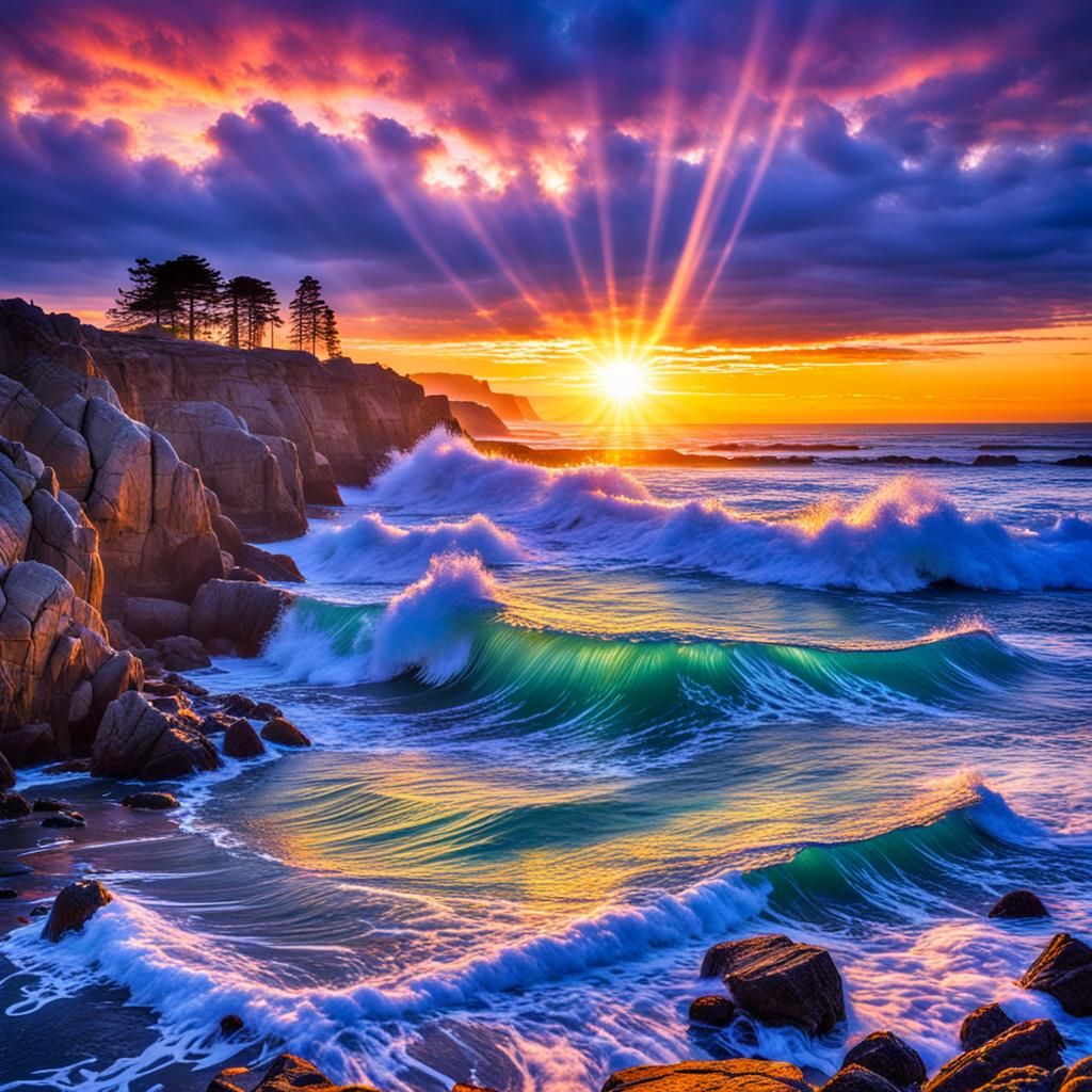 California Coast Sunset: Radiant Pacific View