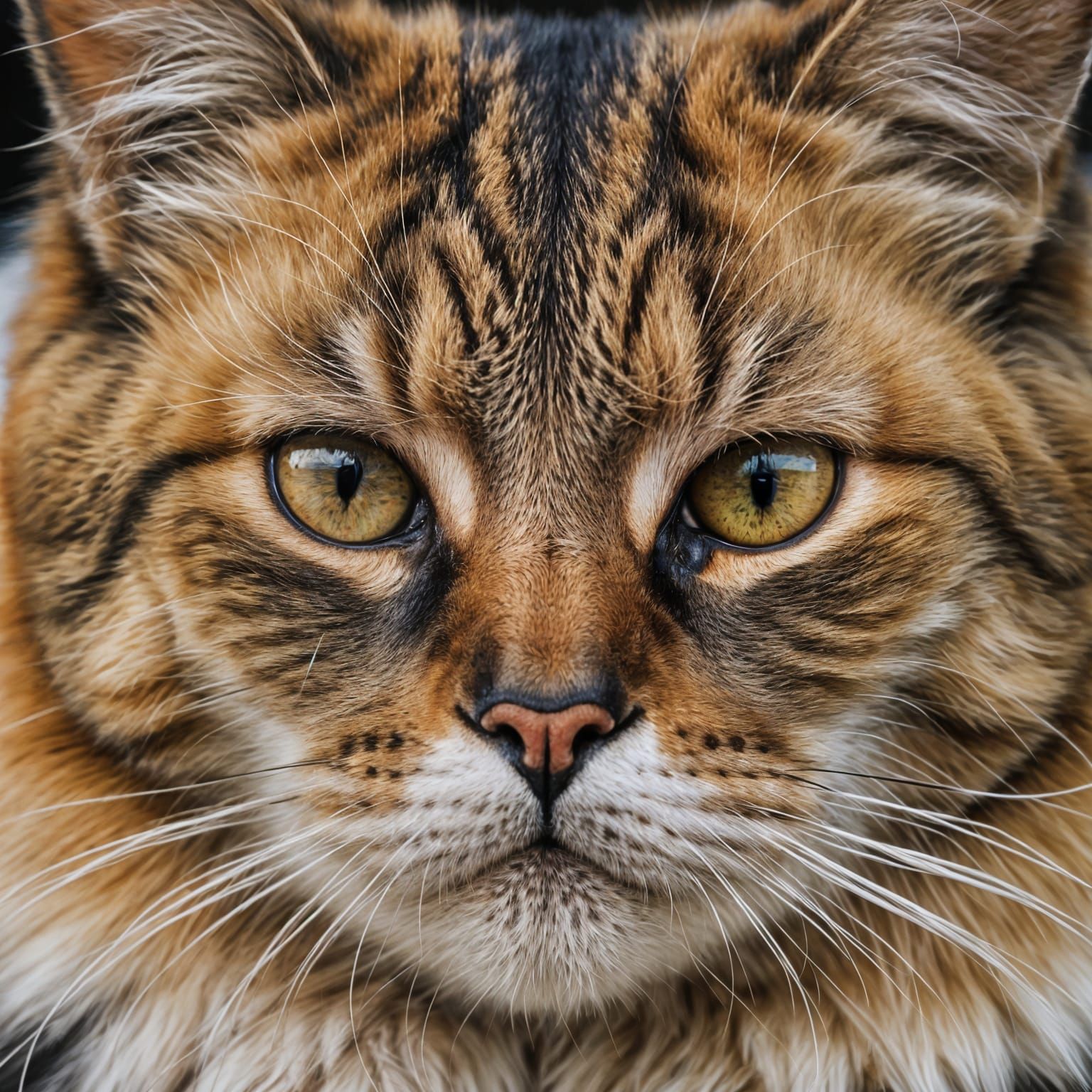 Realistic Close-up of a Calico Cat Face
