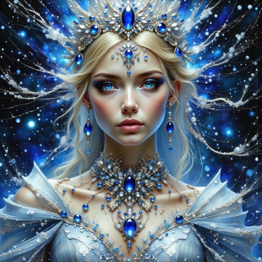 Regal Princess in Sparkling Silver and Sapphire Attire