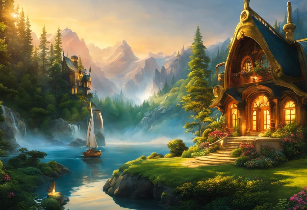 Fantastical Cabin with Crystal Water Slide on Lake