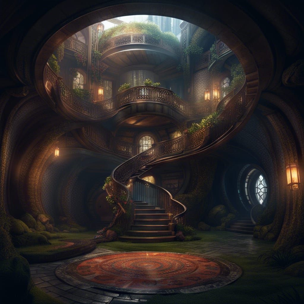 Fantastical Underground Circular House: Detailed Matte Paint...