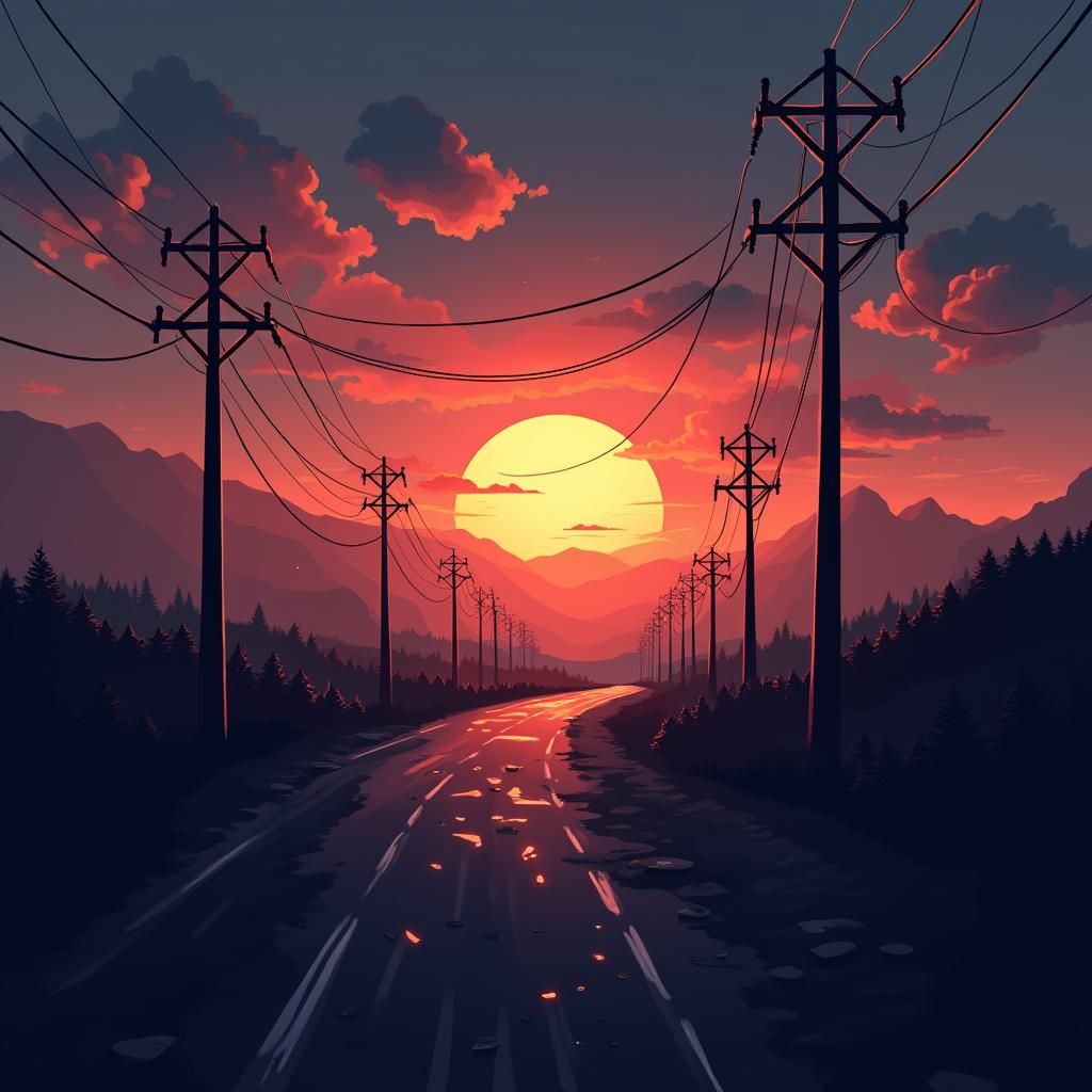 Electric Sunrise: AI-Generated Image