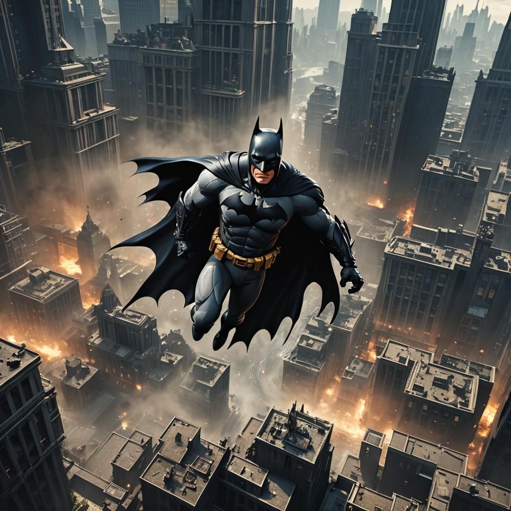 Batman in Gotham City: Detailed Matte Painting