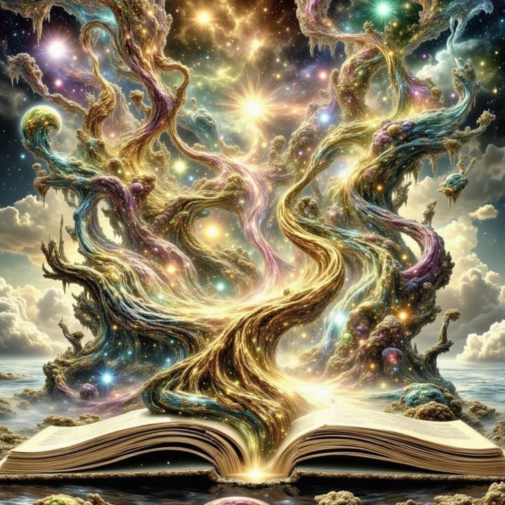 Sparkling Golden Mist in Surreal Style