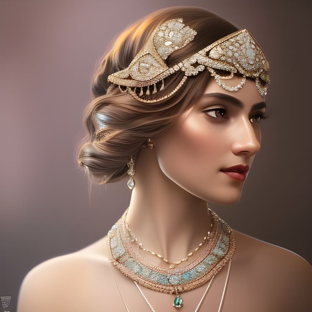 Woman in Diamonds: Hyperdetailed Art Nouveau Portrait