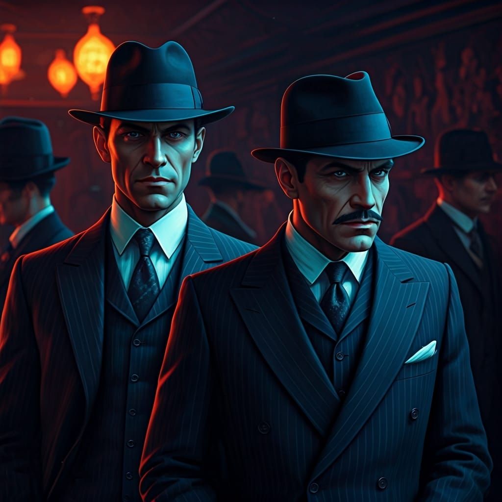 1920s Gangsters in Speakeasy, Fantasy Portrait
