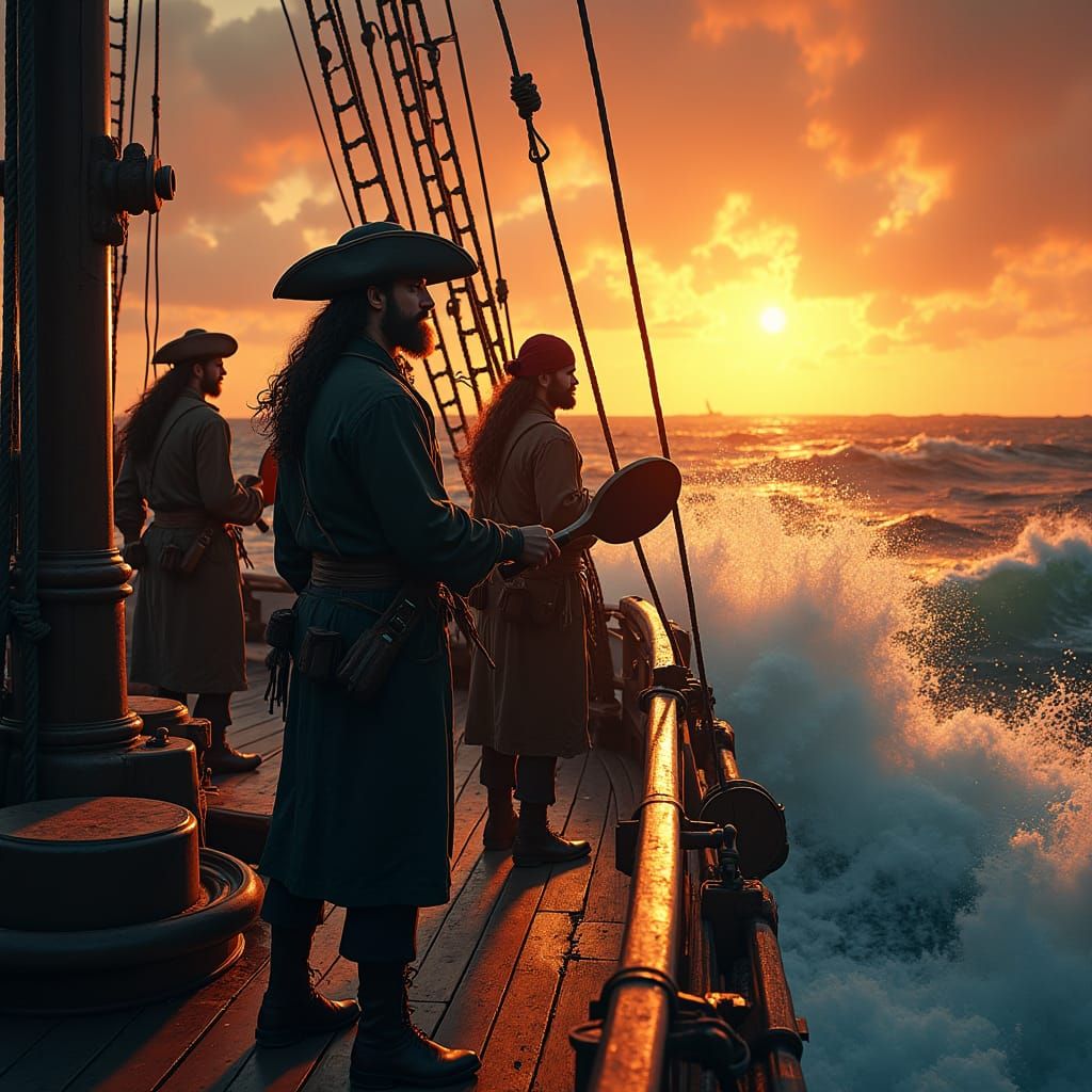 Pirate Pickleball at Sunset: Silhouette Art