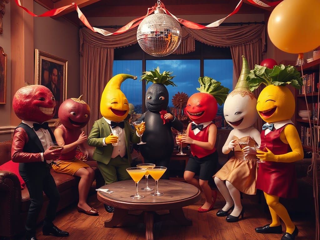 Fruits and Veggies in Formal Prom Wear Dance the Night Away