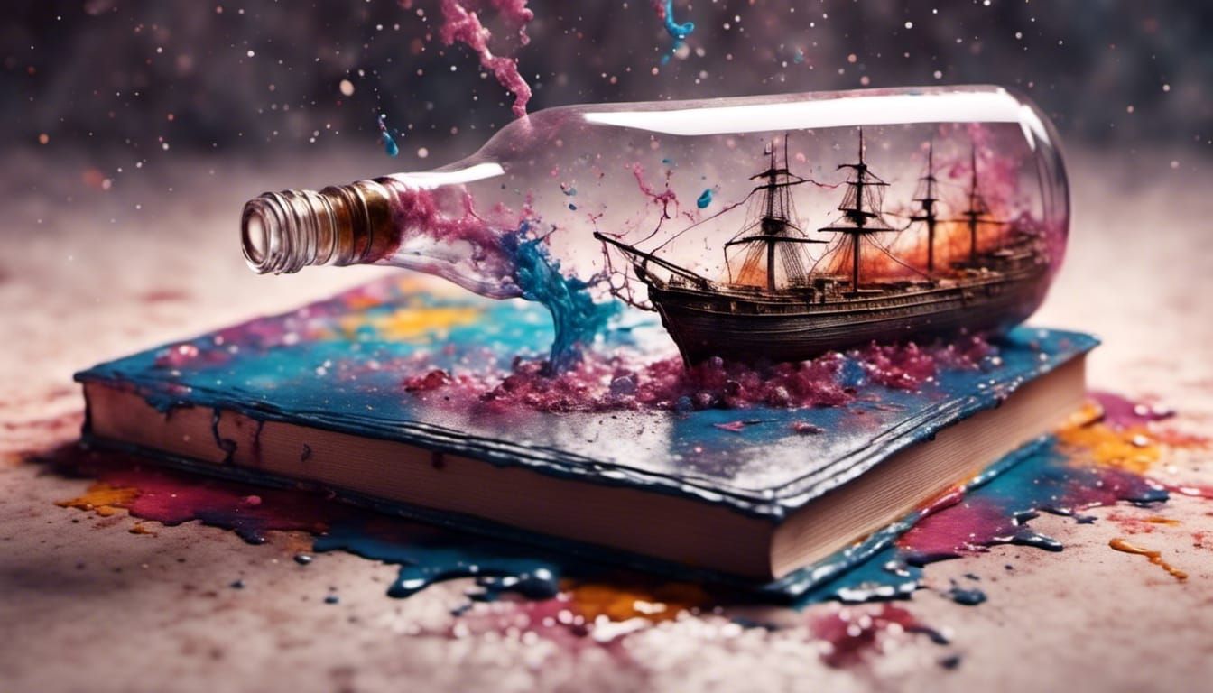 Ship in a Bottle Graffiti Art on the Sea