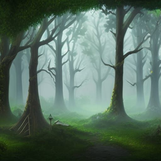 Enchanted Forest Hourglass in Detailed Matte Painting