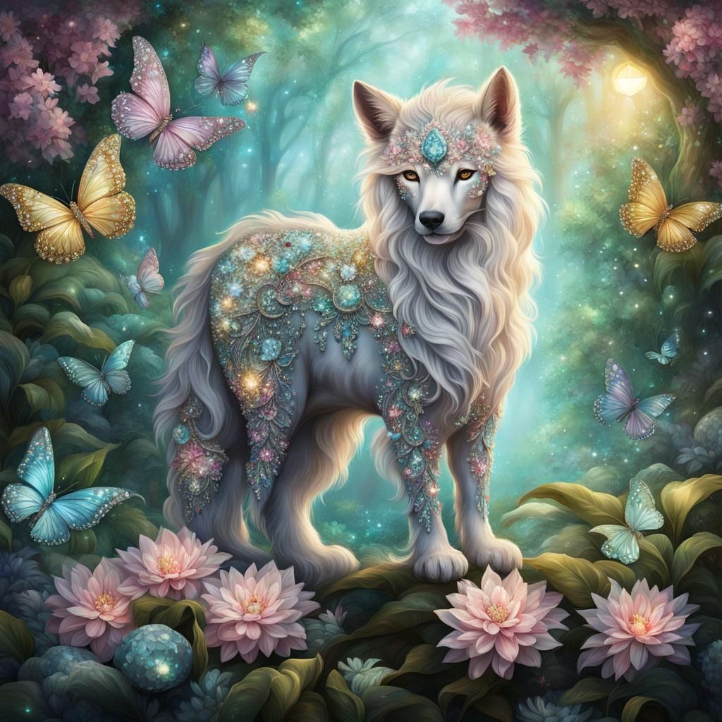 Rhinestone Mythical Creature in Crystal Fantasy Garden