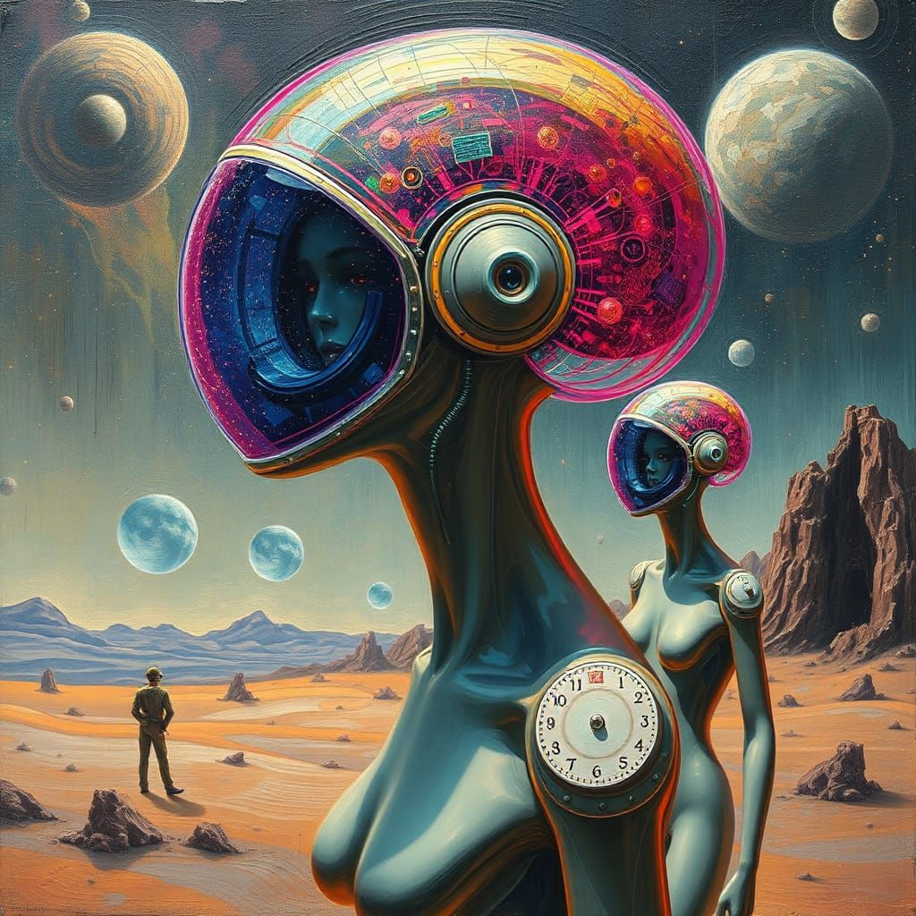 Eerie Sci-Fi Alien in Impasto Style