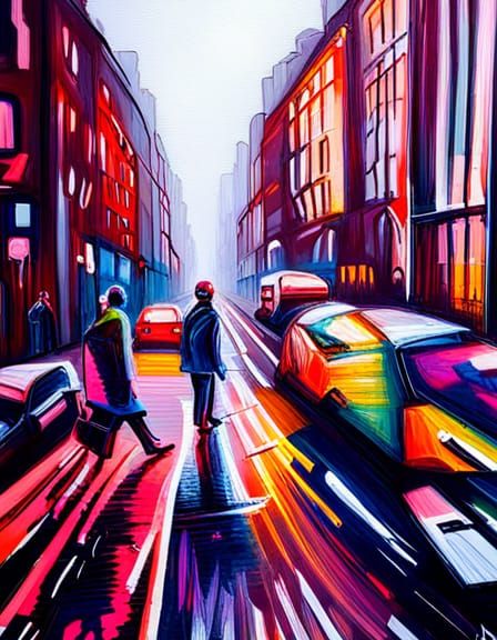 Cyberpunk Abbey Road: A 2080s London Street