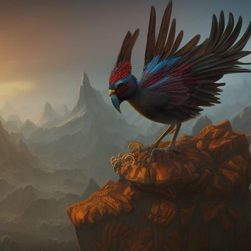 Gangster Bird in Detailed Matte Painting
