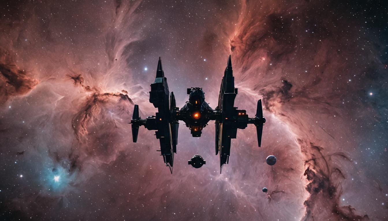 Stunning Space Station Floating Amidst Vibrant Orion Nebula