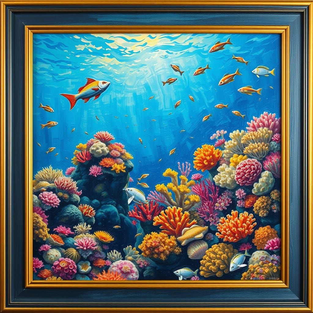 Great Barrier Reef: Impasto Oil Painting