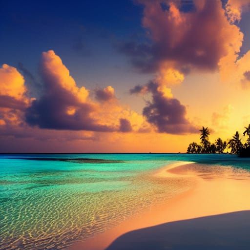 Maldives Beach Landscape in Photorealistic Style