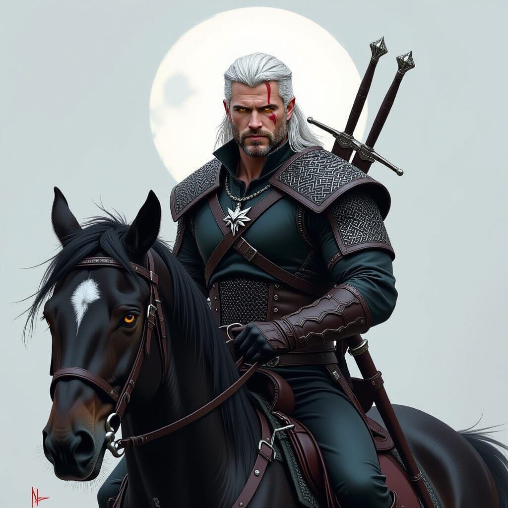 Geralt on Roach: Dark Fantasy Digital Painting