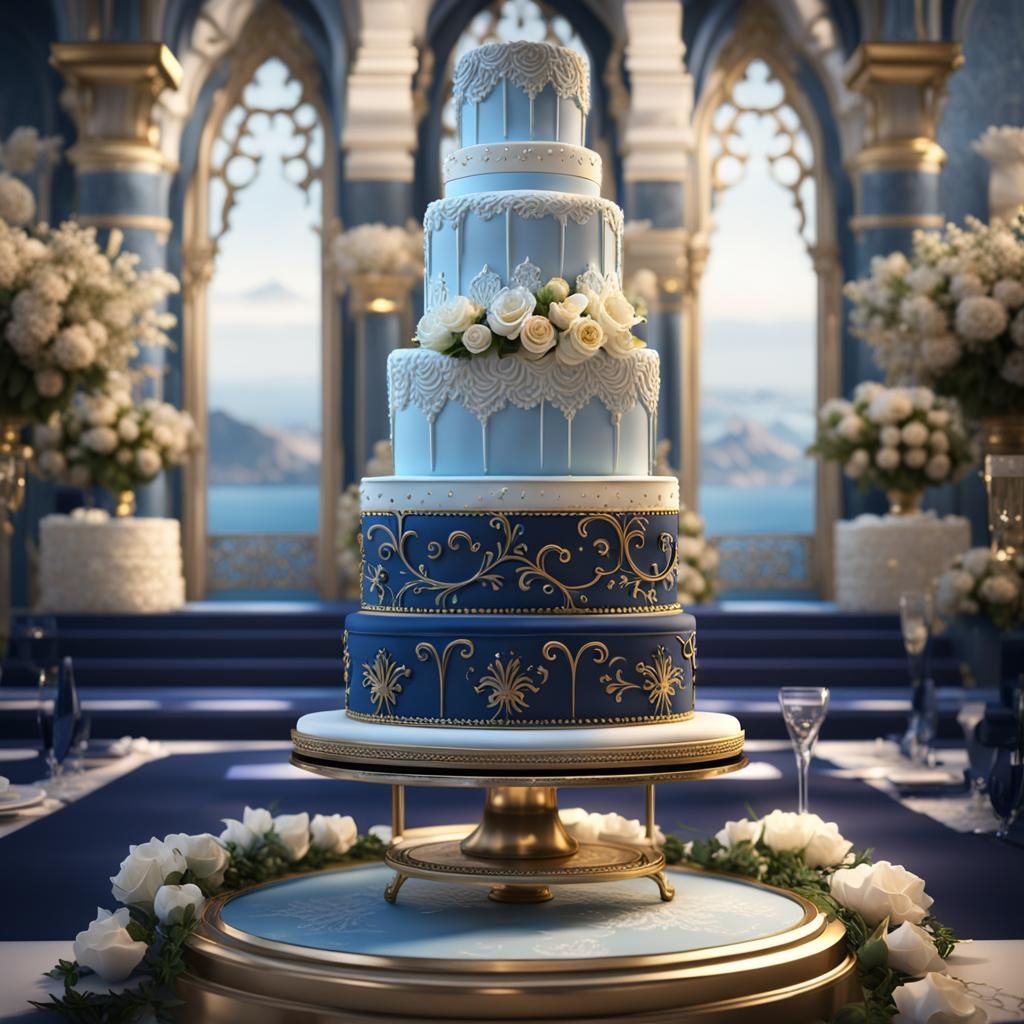 Elegant 7-Tier Lebanese Wedding Cake in Matte Painting Style
