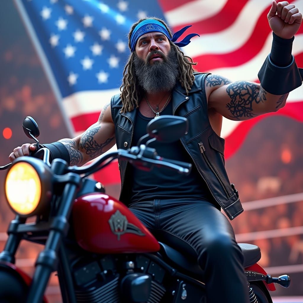 Pirate Biker in Wrestling Ring, Surreal Digital Art