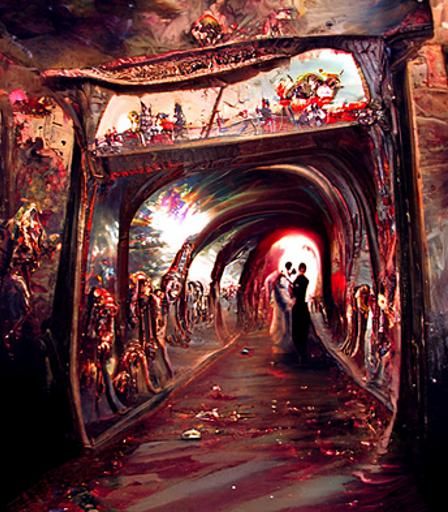 Haunted Fairground: Portal to Hell in Dark Fantasy Style