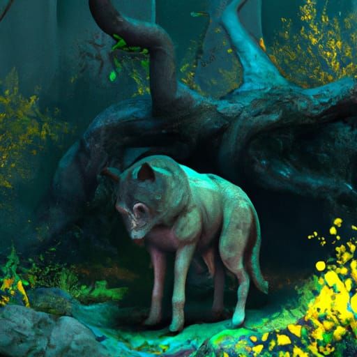 Fantastical Woodland Wolf Matte Painting