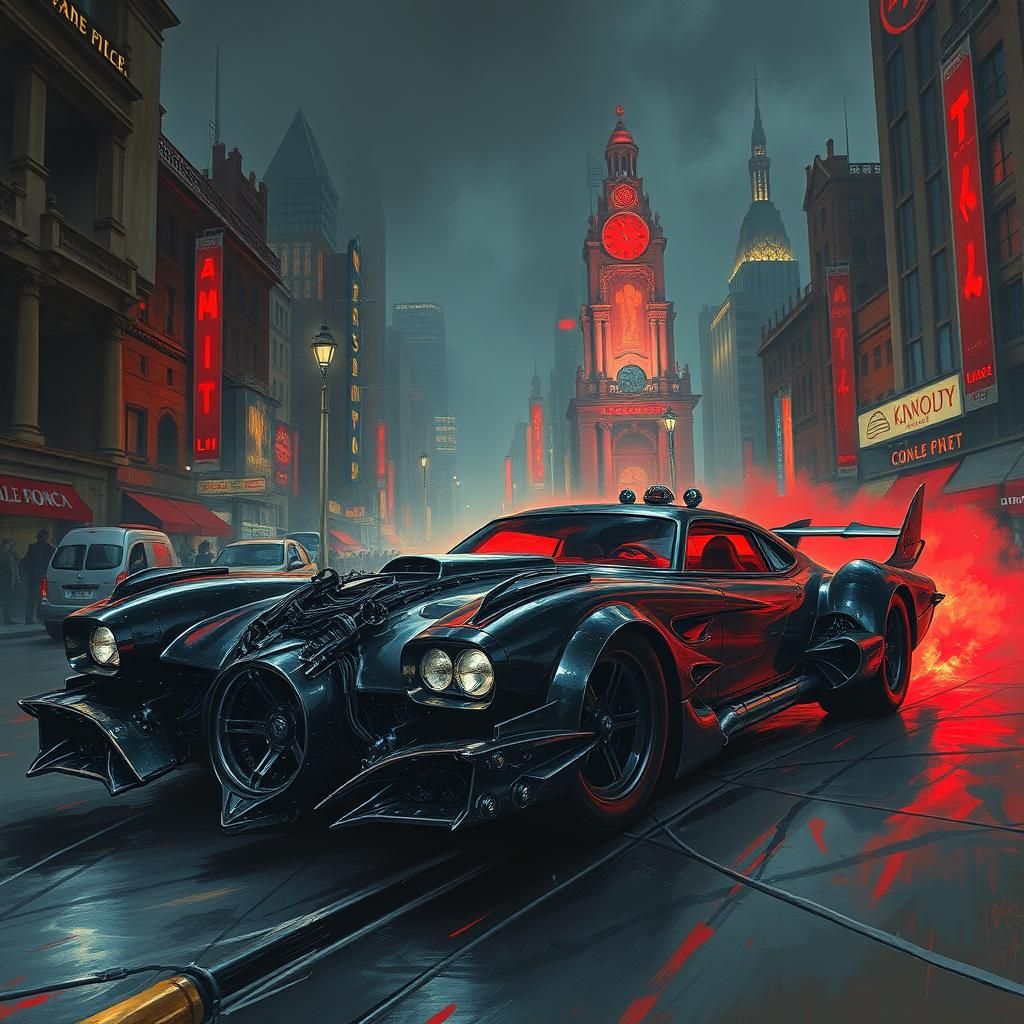 Fantasy Sword Car in Apocalyptic City