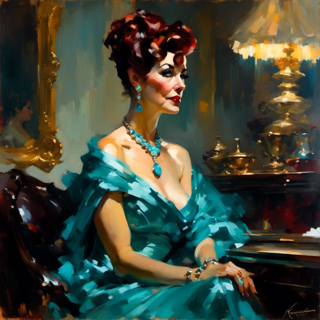 Elegant Woman Portrait in McGinnis Impressionistic Style