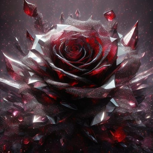 Blackened Burgundy Rose with Silver Highlights