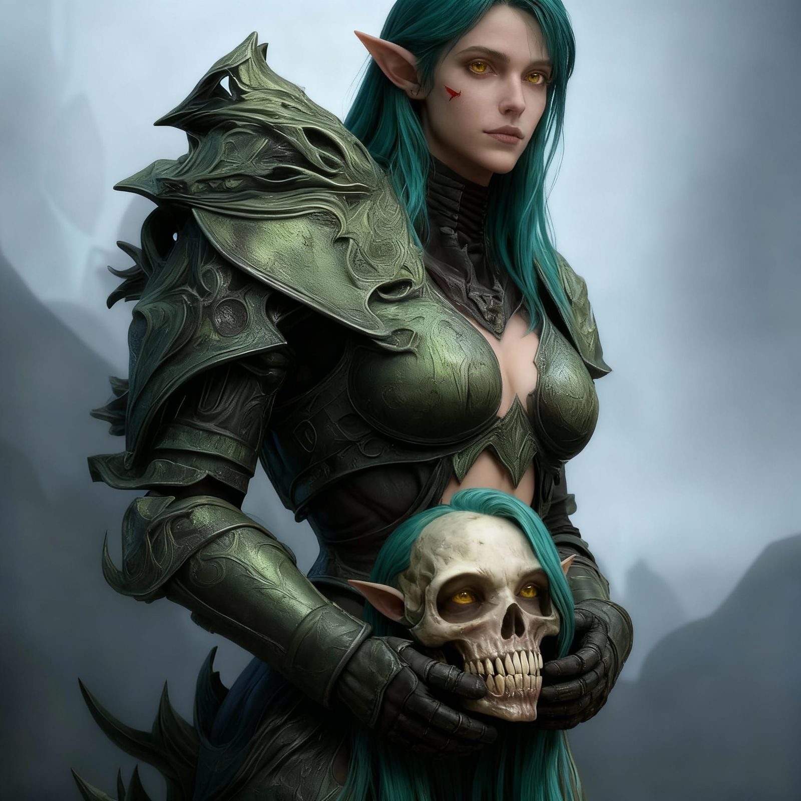 Ivory Armored Skeleton Warrior in Glowing Forest