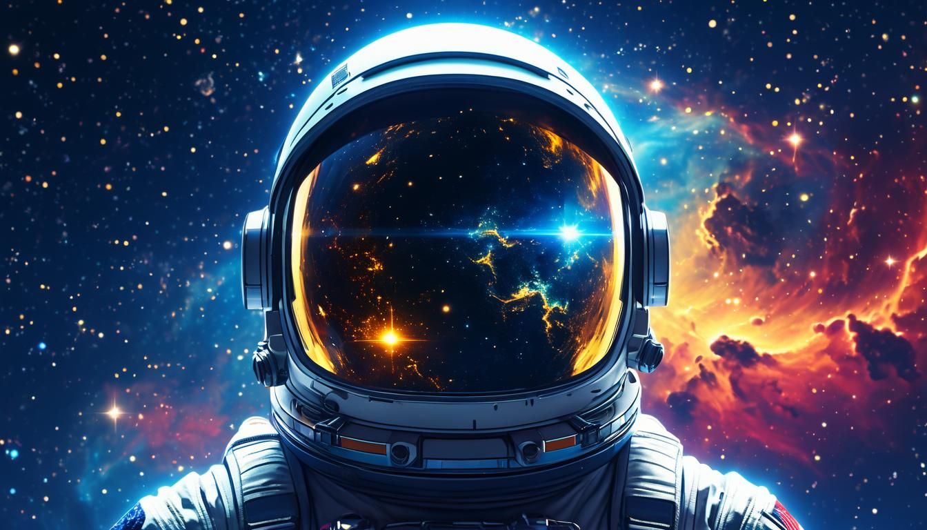 Astronaut Gazing at Nebula in Anime Style