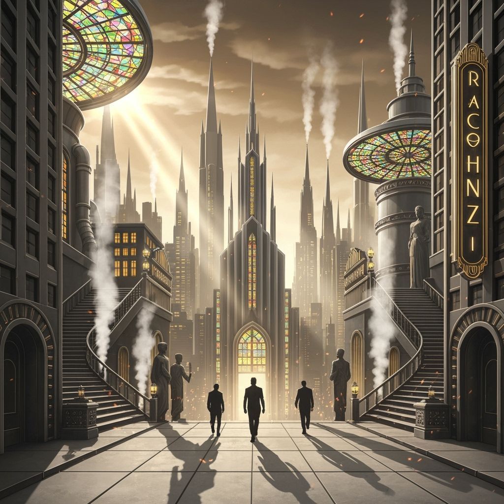 Surreal Steampunk Skyline with Soaring Spires