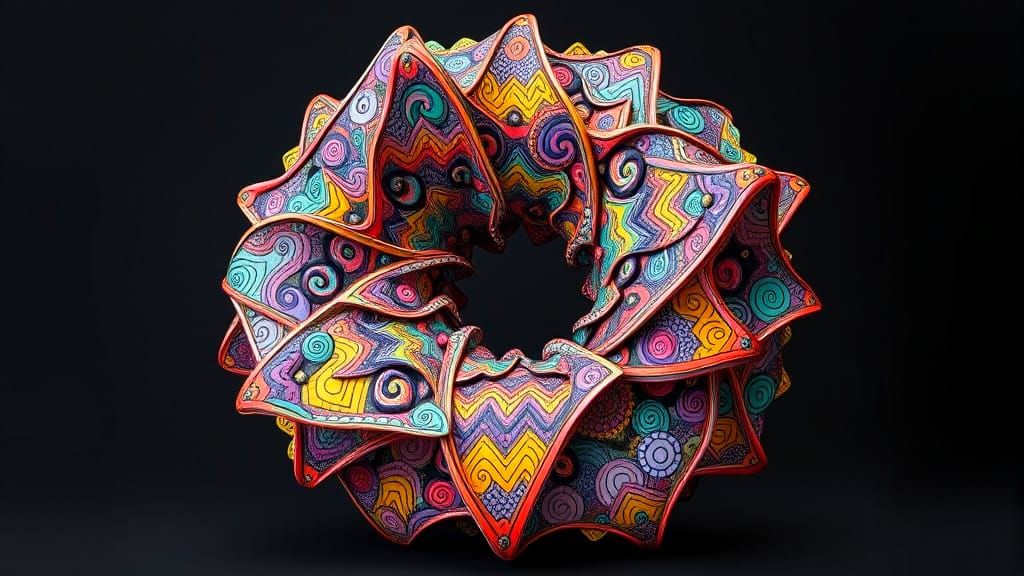 Fractal Zentangle Style Multicolor Sculpture