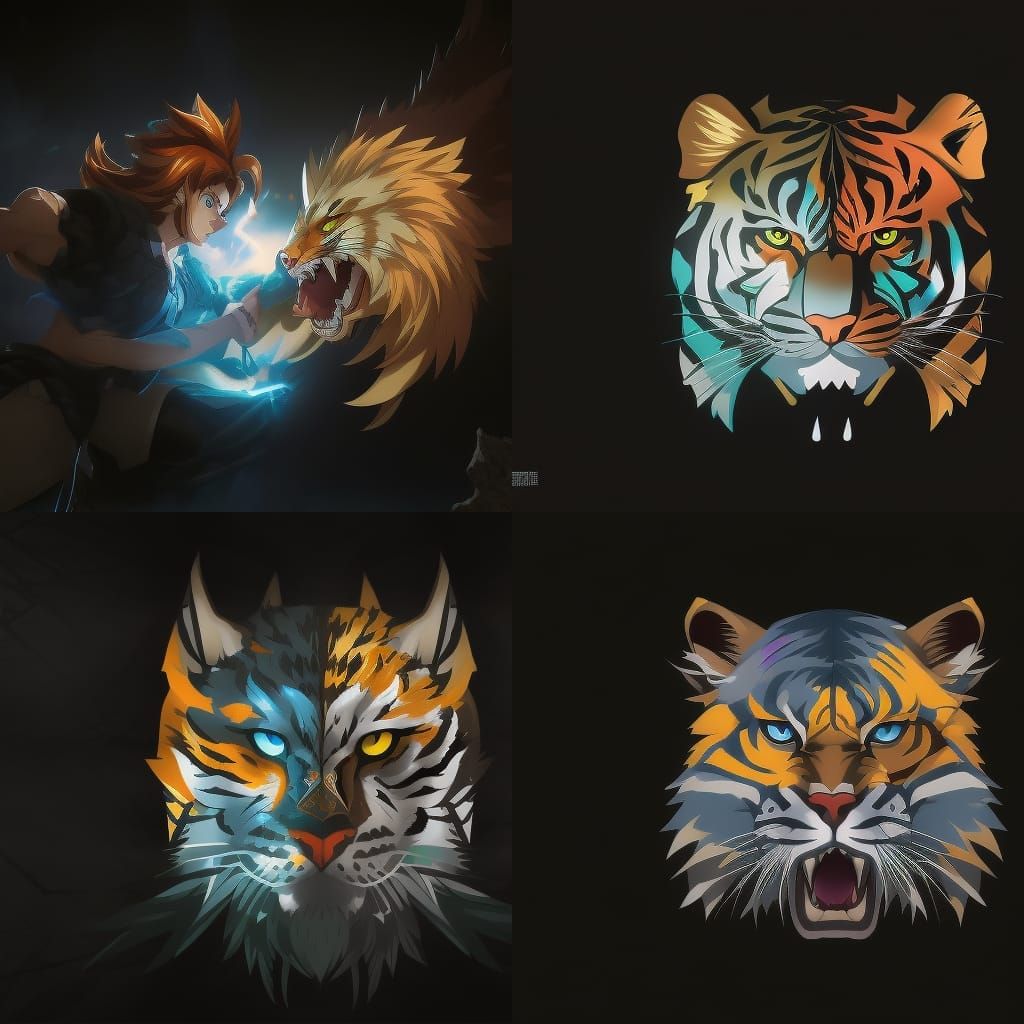 a tiger is fighting against a humanoid