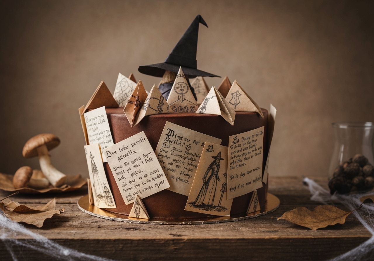 Origami Cake with Witchcraft Notes