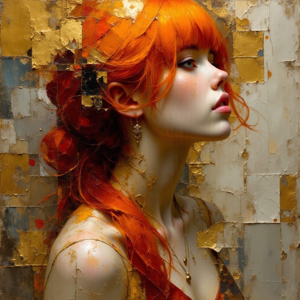 Ethereal Redhead Portrait in an Art Nouveau Style