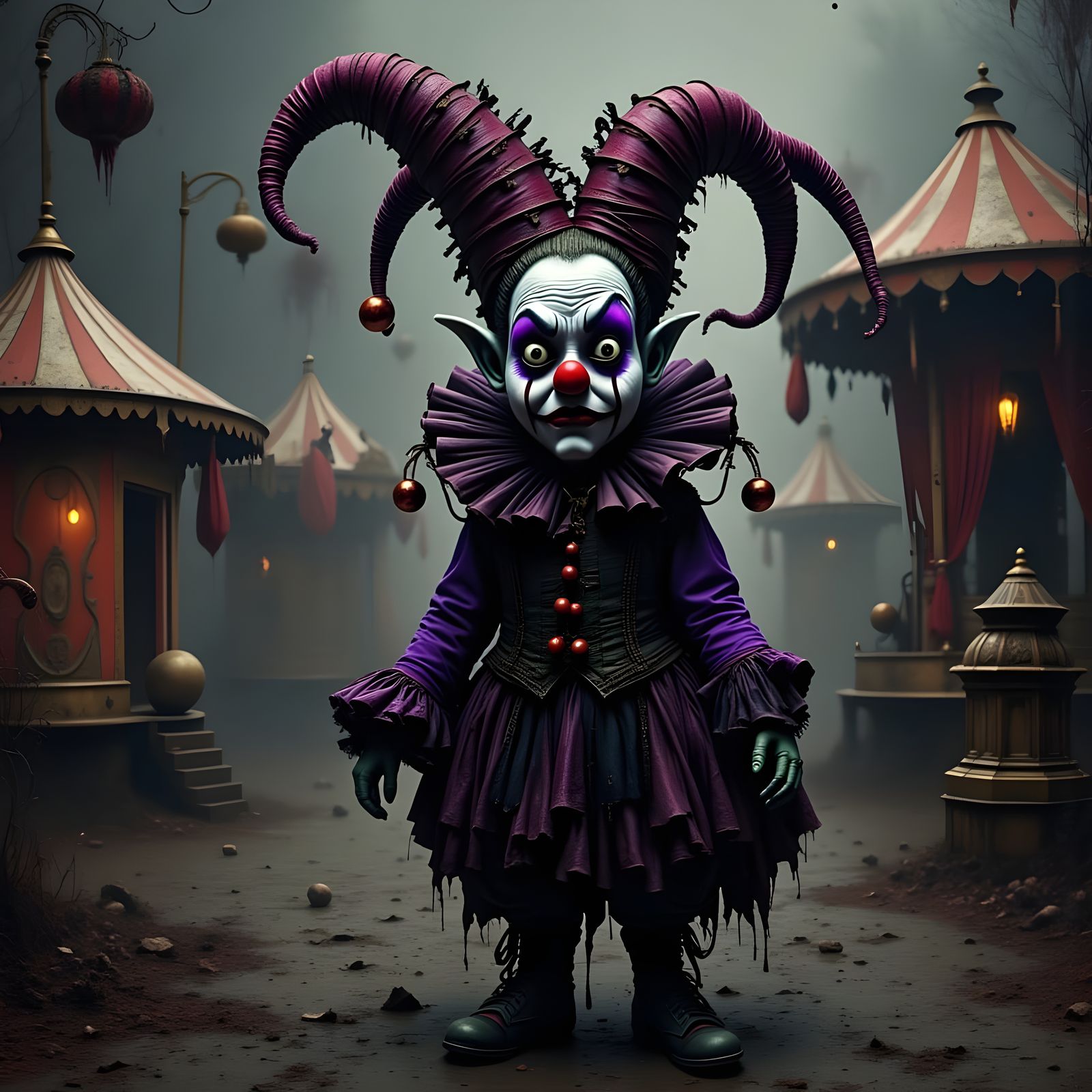 Ethereal Clown in Dark Horror Art