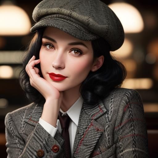 1940s Woman in Tweed Suit: Professional Color Portrait