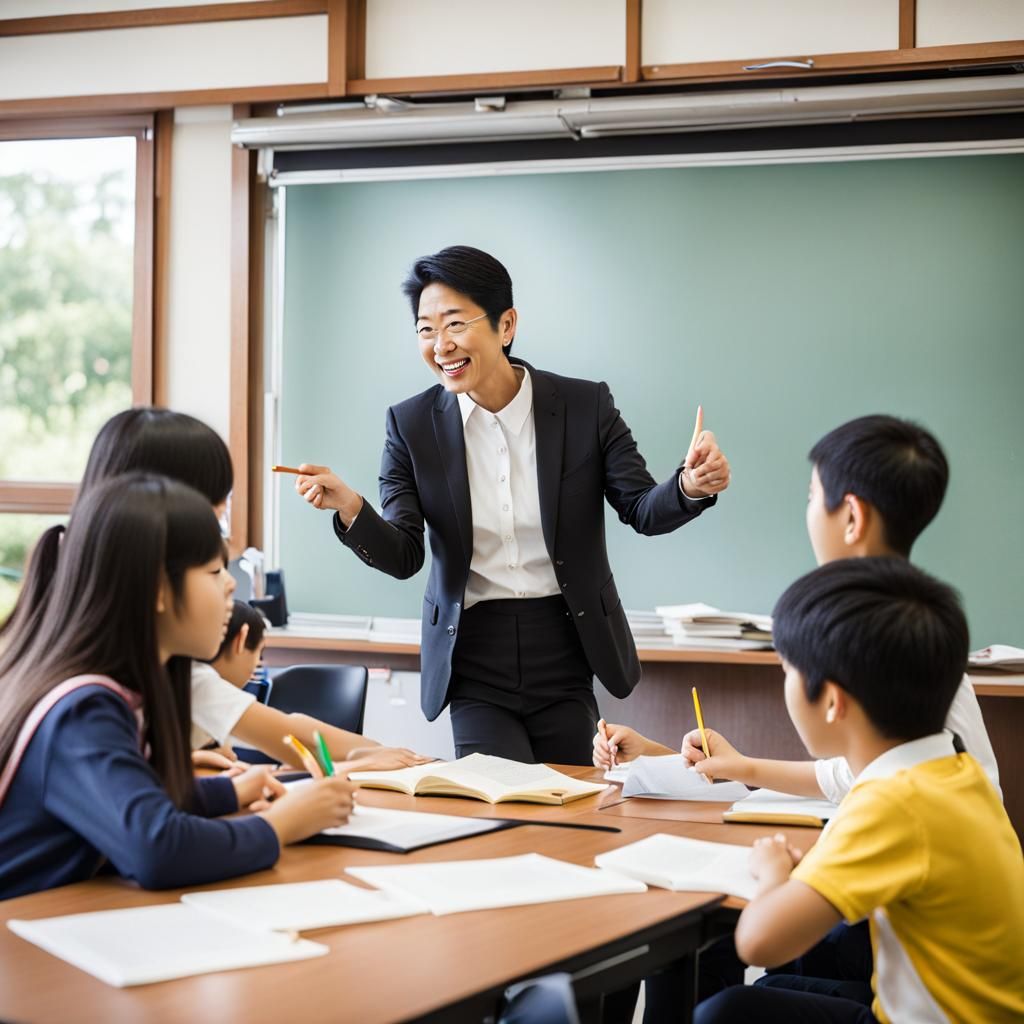 Japanese Teacher with American Students