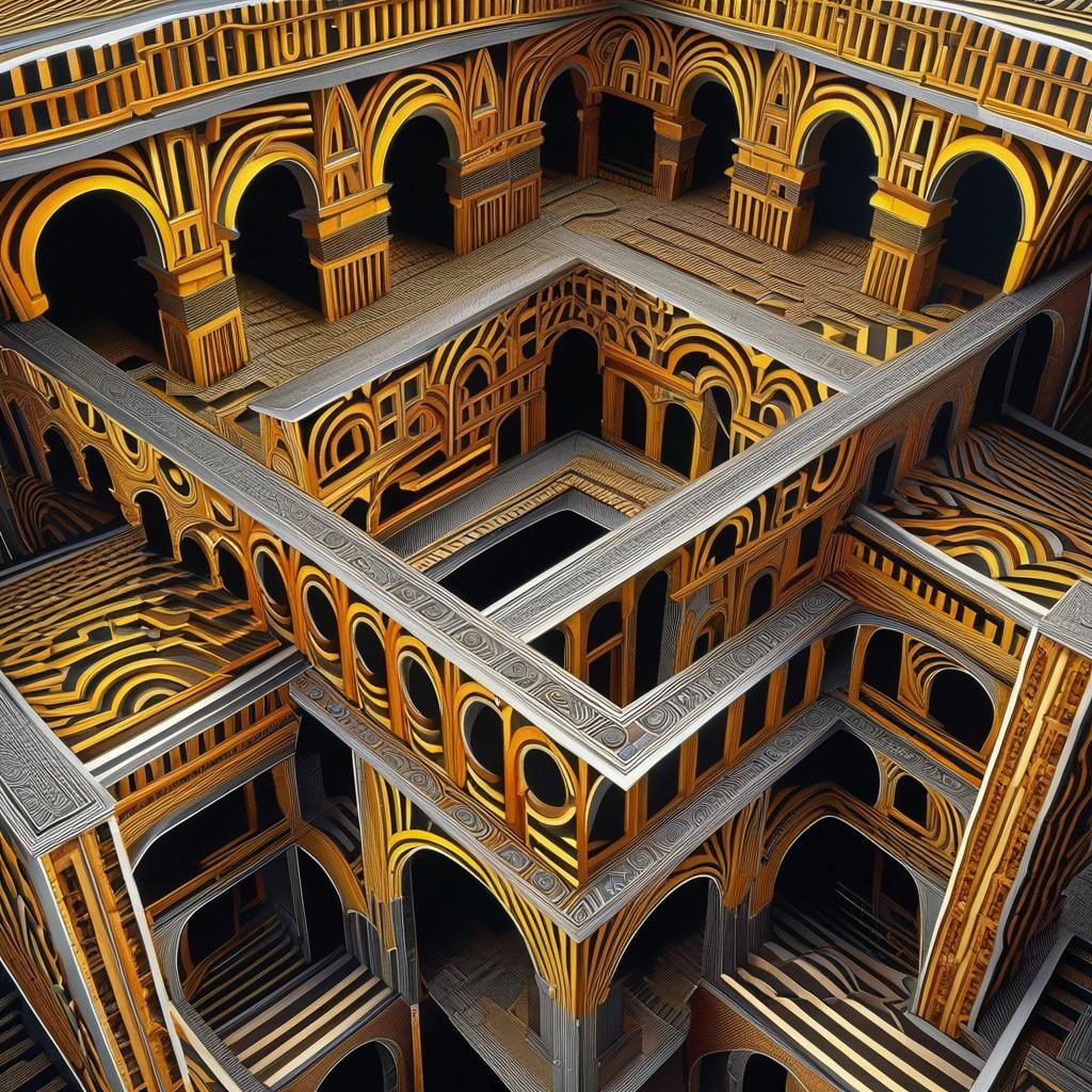 Escher-Inspired Impossible Optical Art House Design