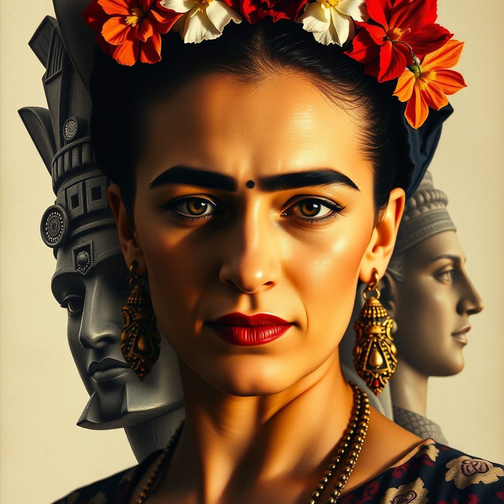 Frida Kahlo Transformed into Aztec Goddess