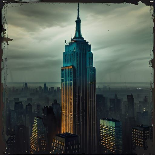 Impressionistic Ruins of Empire State Building in Post-Apoca...