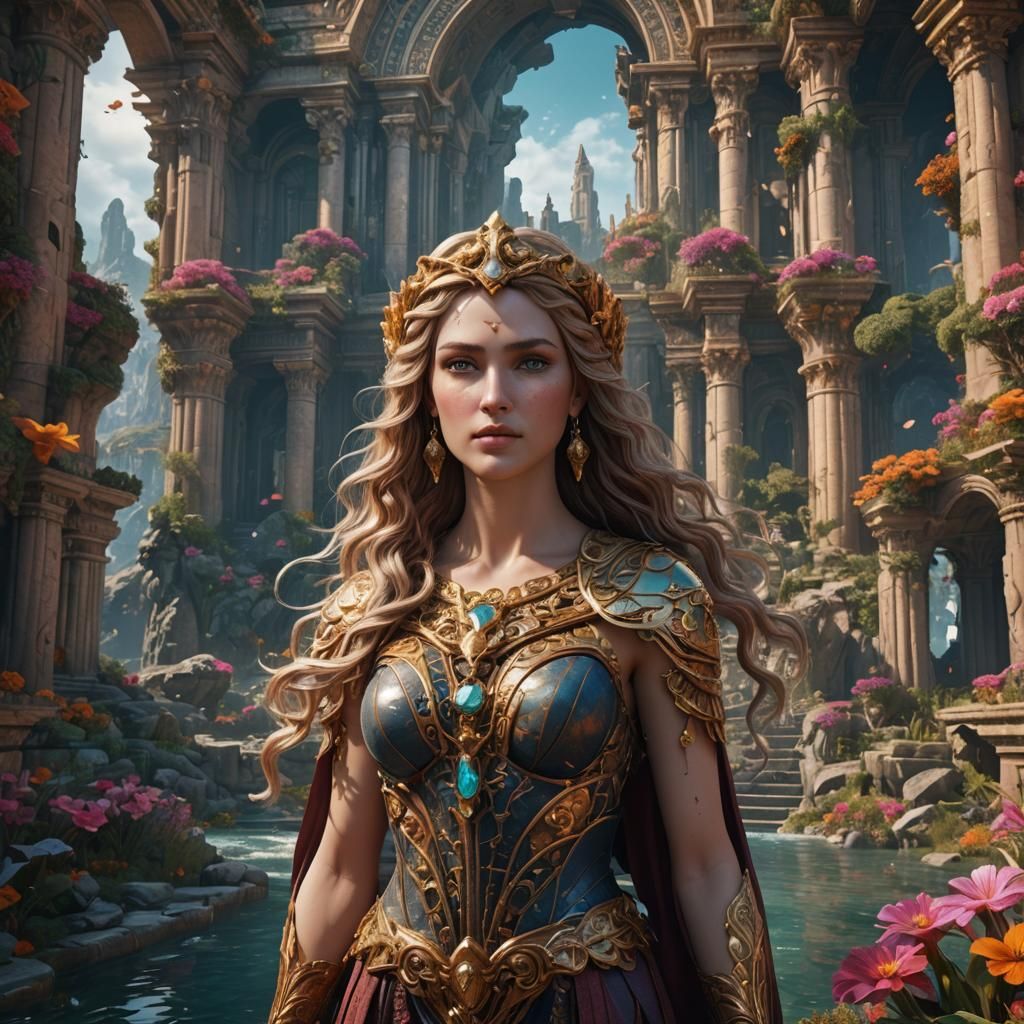 Detailed Matte Painting of Aphrodite in Fantasy Art Style