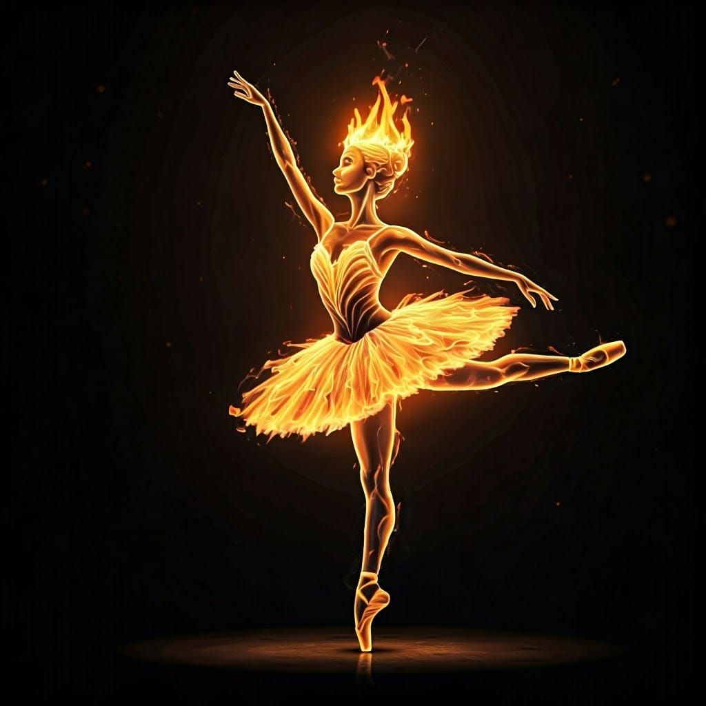 Dancing Flame Ballerina in Elegant Movement