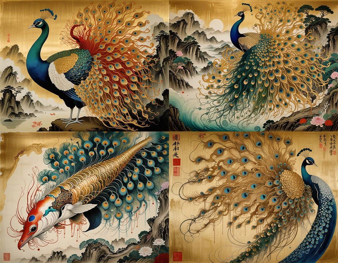 Mythical Hybrid Creatures in Shan Shui Landscape