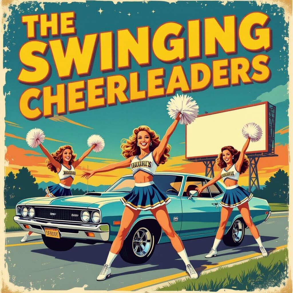 1970s Drive-In Movie Poster: Swinging Cheerleaders