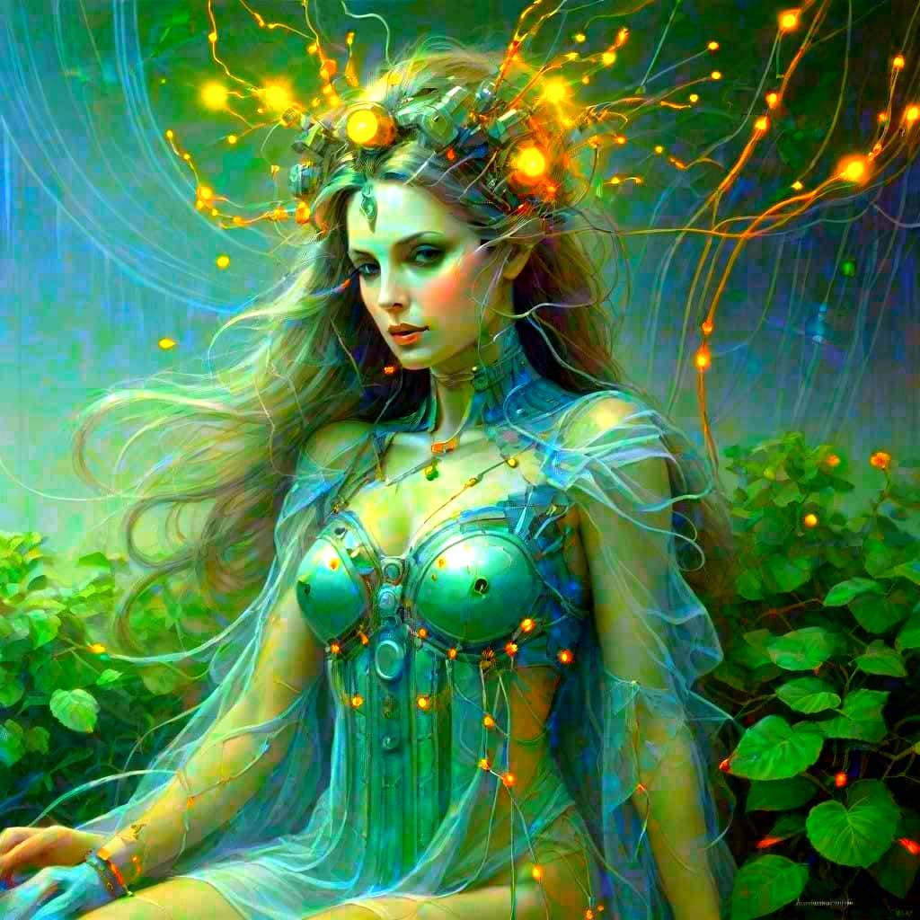 Electric Morning Landscape Illuminated by Neon