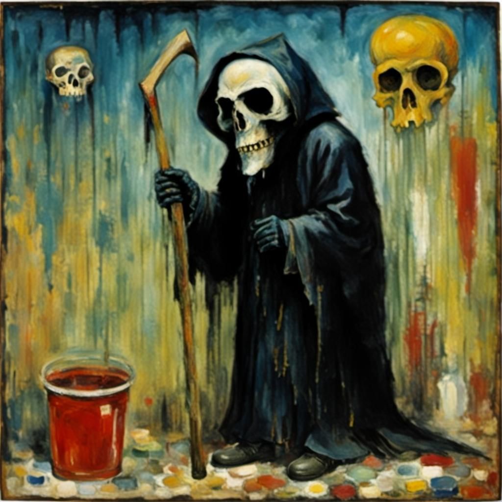 Honey Dripper as Grim Reaper: Surrealist Collage