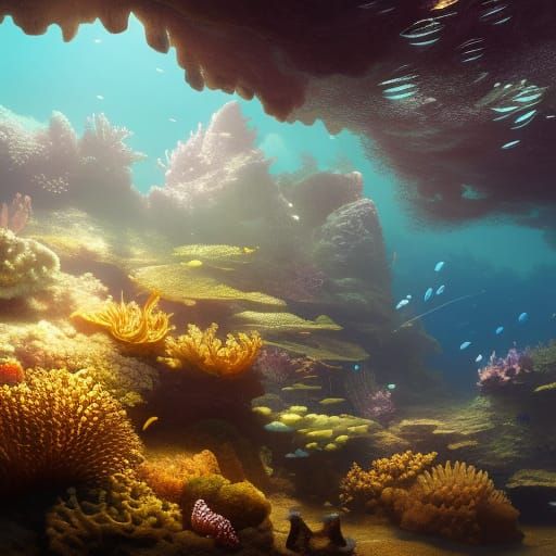 Underwater Marine Life Matte Painting in 8K
